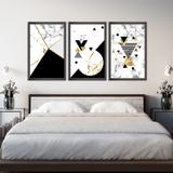 Conjunto Kit 3 Quadros 60x120cm Escandinavo Forset Com Vidro e Moldura Preta - Oppen House Quadros Decorativos