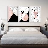 Conjunto Kit 3 Quadros 60x120cm Escandinavo Hoder Com Vidro e Moldura Branca - Oppen House Quadros Decorativos