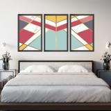 Conjunto Kit 3 Quadros 60x120cm Escandinavo Kiruna Com Vidro e Moldura Preta - Oppen House Quadros Decorativos