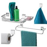 Conjunto Kit 4 Peças Acessórios Banheiro Toalheiro Aço Inox - Future
