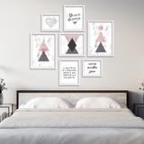 Conjunto kit 7 quadros escandinavo Sansvall com frases moldura branca - Oppen House Quadros Decorativos