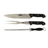 Conjunto Kit Para Churrasco 3 Peças Facas Chaira Garfo Inox - Western