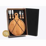 Conjunto Kit Para Queijo 5 Peças Tábua Bambu Espátula Inox - Welf