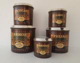 Conjunto Latas Mantimentos Retrô Vintage Estampa Dom Bepe 5 Pçs - Marrom - Vintage ville