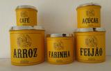 Conjunto Latas Mantimentos Retrô Vintage Maizena 5 pçs - Amarelo - Vintage ville