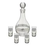 Conjunto Licoreira de Vidro Com 4 Copos Prata Licor Cia Espressione