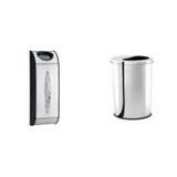 Conjunto Lixeira com Tampa 8L e Porta Sacolas MadeiraMadeira Cromado/Preto - Brinox