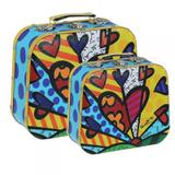 Conjunto Maleta Romero Britto New Day c/2 - Madeira - 25cm x 27cm x 12cm - Trevisan Concept