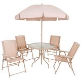 Conjunto Malibu Mesa Com Cadeiras E Guarda Sol Jar-Mal Mor