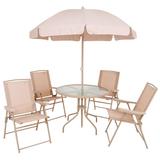 Conjunto Malibu Mesa Com Cadeiras E Guarda Sol Jar-mal Mor
