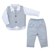 Conjunto Masculino Terno - Algodão - Calça, Camisa, Colete, Gravata - Tilly Baby