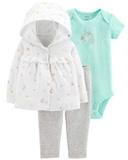 Conjunto menina jaqueta capuz unicórnio branco 3 pçs carters