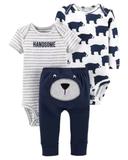 Conjunto menino handsome branco/cinza 3 pçs carters