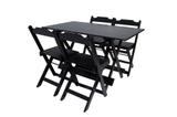 Conjunto Mesa 120x70 Com 4 Cadeiras Dobráveis Preta - Reisol Móveis - Rei sol móveis