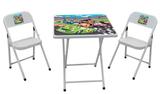 Conjunto Mesa C/ 2 Cadeiras em Aço Infantil Sapeca Carros Branco Metalmix