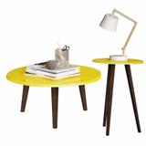 Conjunto Mesa de Centro e Apoio Brilhante - Amarelo - Móveis Bechara - Rpm móveis