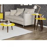 Conjunto Mesa de Centro e Mesas Laterais 3 Peças Móveis Bechara Amarelo