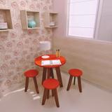 Conjunto Mesa e 4 Banquetas Colorido Suze Vermelho Tomate Seco