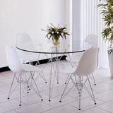Conjunto Mesa Eiffel Eames 1,20m Tampo Vidro e 4 Cadeiras DSR Branca - Shopdesign