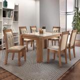 Conjunto Mesa Turim Vidro 6 Cadeiras Diamante Cel Móveis Chocolate/Suede Pena