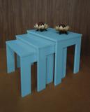 Conjunto Mesas Ninho Lateral de Apoio Centro Laqueada - Azul - Formalivre