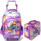 Conjunto Mochila e Lancheira Smurfete E A Vila Perdida - Santino - Mochilas