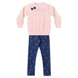 Conjunto Moletom Infantil Fakini Estampa Floral Detalhe Laço Feminino