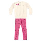 Conjunto Moletom Infantil Fakini Estampa Floral Detalhe Laço Feminino