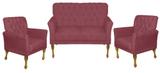Conjunto Namoradeira Sofá Poltrona + 02 Poltronas Bia - Sued Rosê - Nanda decor
