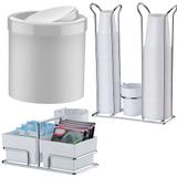 Conjunto Organizador Copos Descartáveis Sachês de Açúcar e Lixeira - Branco - Future