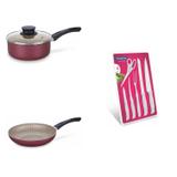 Conjunto Panela 3L, Frigideira 28cm e Jogo de Facas Tramontina 428387 Vermelho/Branco