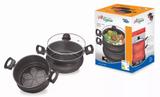Conjunto Panela De Cozimento A Vapor Antiaderente Preto Dona Chefa