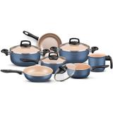 Conjunto Panela Supra Antiaderente Azul Colors 7 Peças Mta