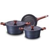 Conjunto panelas 3 peças Titanium Indução Revestimento Cerâmico Marmorizado cod. 8450 - Mta