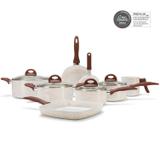 Conjunto Panelas 8 Peças Ceramic Life Smart Plus Brinox Vanilla