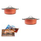 Conjunto Panelas com Tampa 2,7L, 3,7L e Faqueiro 61 Peças MadeiraMadeira Cromado/Laranja - Brinox