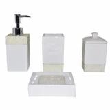 Conjunto para banheiro 4 peças em cerâmica branca com detalhes em plástico Clear - Prestige