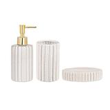 Conjunto para Banheiro Branco e Dourado em Ceramica 3 Peças MART 09068