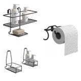 Conjunto para Banheiro MadeiraMadeira com Suporte para Parede, Papeleira e Porta Shampoo 424610 - Domo house