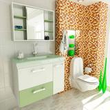 Conjunto para Banheiro Vetro Branco e Verde - Tomdo