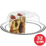 Conjunto para Bolo 2 Peças Prato de Aço Inox 32cm e Cúpula de PS Linha Petúnia 1525/132 Brinox