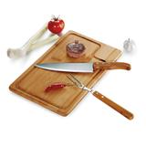 Conjunto para churrasco 3 peças em inox e bambu - Welf