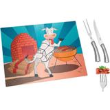 Conjunto para Churrasco com Tábua de Vidro 3 Peças - Euro