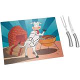 Conjunto para Churrasco com Tábua de Vidro 3 peças - Vaca Louca - Euro Home