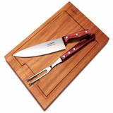 Conjunto para Churrasco Inox com Tábua 3 peças - Polywood - Tramontina