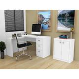 Conjunto para Escritório Mesa em L e Balcão 2 Portas - Branco - Tecno mobili