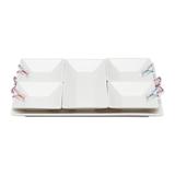 Conjunto Para Petiscos Borboleta Branco Em Porcelana - Wolff