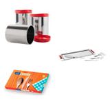 Conjunto para Torta Fria 8 Peças, Faqueiro 90 Peças e 3 Potes para Mantimentos MadeiraMadeira Cromado/Vermelho - Brinox