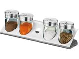 Conjunto Porta Condimentos Inox 4 Peças - com Suporte Brinox Parma 1576/100