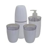 Conjunto Porta Escovas Acessórios sobre Pia Banheiro e Lavabo - Málaga Branco 4 peças Acrílico - Fabrica de utilidades
